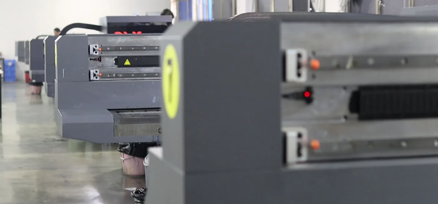 UV printing line at our press-on nail factory