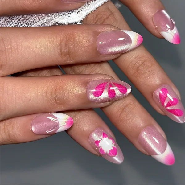 Flower press-on nails